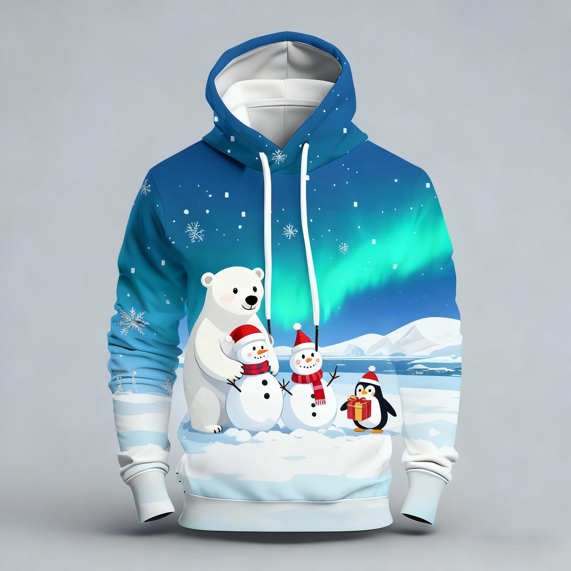 

Autumn Winter Large Christmas Series Digital Printed Pattern Hoodie Warm Comfortable Versatile Men Women Christmas Atmosphere Casual Hoodie 6XL