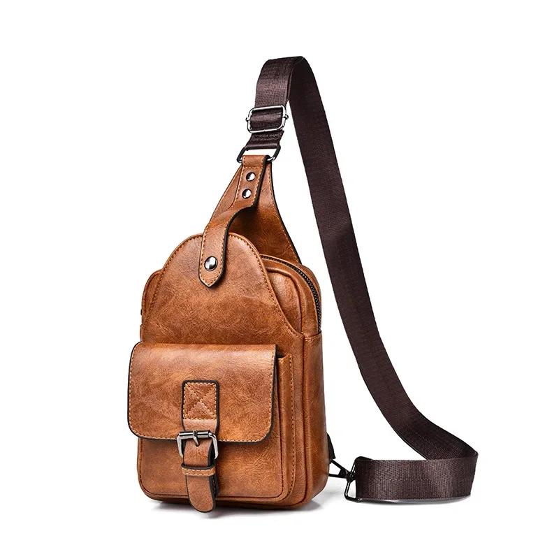 Casual Retro Men's Chest Bag, Large Capacity Crossbody Bag, Waterproof and Wear-resistant
