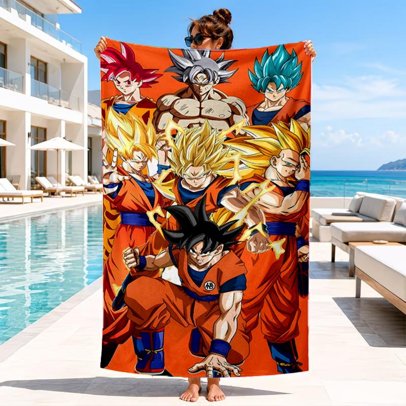 Asciugamano da Spiaggia con Disegno di Anime di Draghi, Asciugamano da Spiaggia in Microfibra, Perfetto per Piscina, Spiaggia, Viaggi, Decorazioni per la Casa, Regali per Fan di Feste in Spiaggia