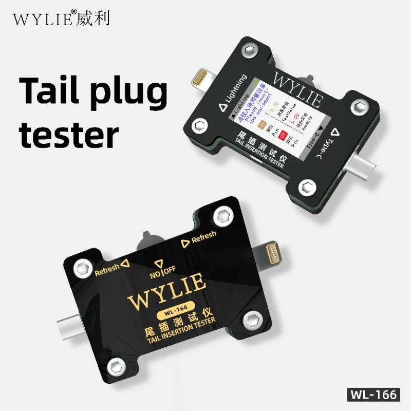 WYLIE WL-166 Tail Insertion Tester Lightning/Type-C Port Tester for iPhone/Android Auto Fault Detection HD Display Repair Tools
