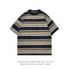 Herren Gestreiftes Lockeres Rundhals Casual Kurzarm T-Shirt
