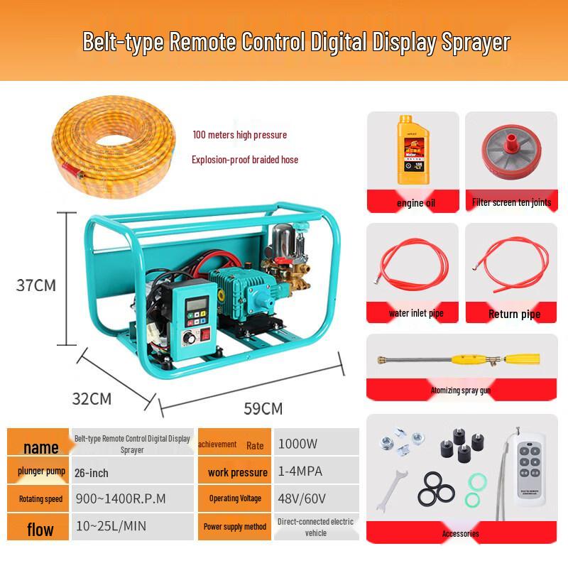 220V Electric High-Pressure Sprayer with 3-Cylinder Pump
