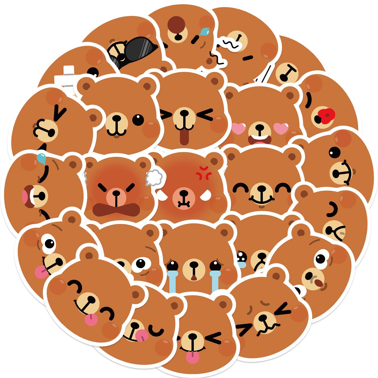 25PCS Ours Brun Mignon Bébé Animal Autocollants Pour Carnet Bagage Moto Ordinateur Portable Réfrigérateur Autocollants Graffiti Autocollant