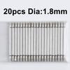 20pcs Dia 1.5mm/1.8mm Spring Bars Watch 20mm Strap Link Pins Fits 12 14mm 16mm 18mm 19mm 21mm 22mm 24mm 26mm Watchband Link Bars