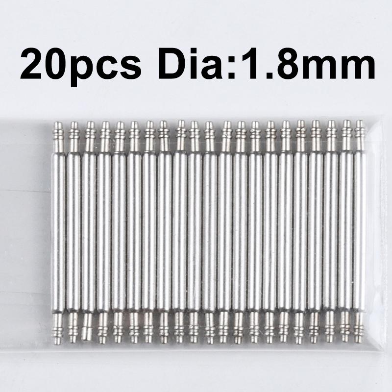 20pcs Dia 1.5mm/1.8mm Spring Bars Watch 20mm Strap Link Pins Fits 12 14mm 16mm 18mm 19mm 21mm 22mm 24mm 26mm Watchband Link Bars