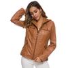 European and American hooded leather jacket two-piece set removable large size leather jacket women's spring and autumn coat women's PU washed leather
