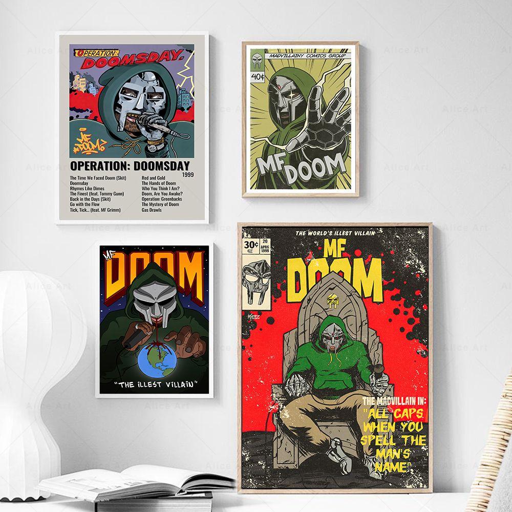 Singer Madvillain MF Doom Poster Room Decor Hip Hop Rap Music Album Star Wall Art Canvas Painting For Living Room Home Decor