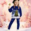 Girls' Xmas Tree Casual Comfortable Soft Loose Pullover Sweatshirt and Leggings 2-Piece Set, New Autumn/Winter, Playful, Sweet and Cool Style