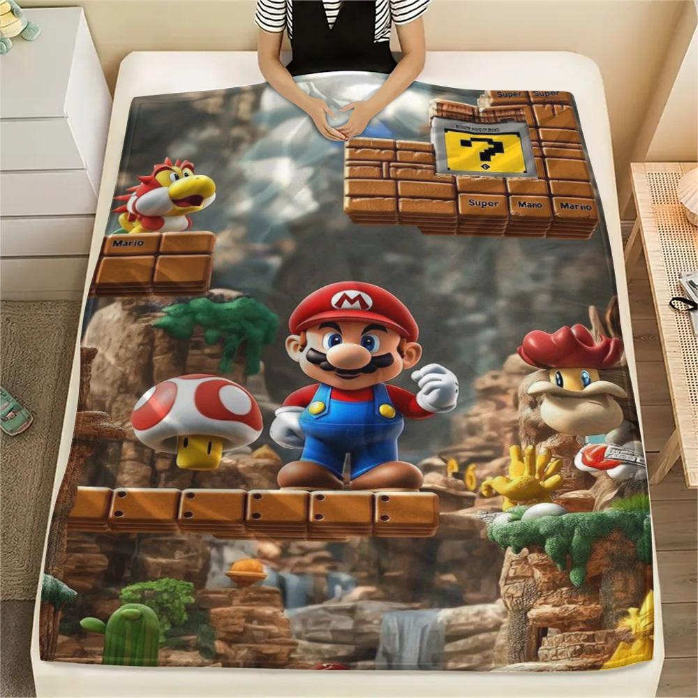 Mario Short Trip Essential Flannel Blanket, Warm Printed Cover for Bedroom Use and Outdoor Picnic Meeting.-TING