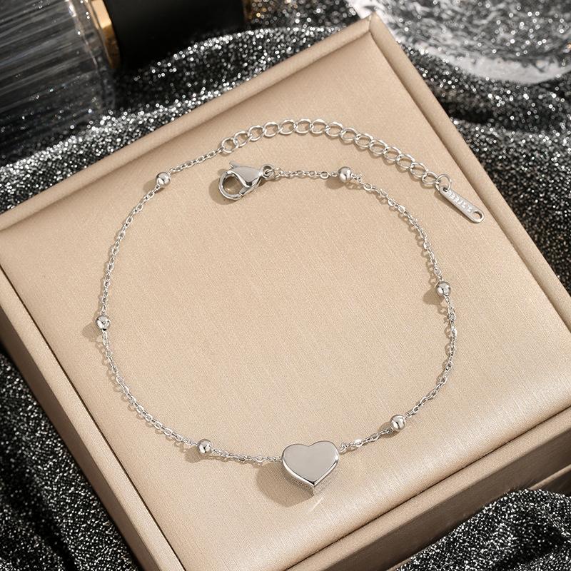 Stainless Steel Gold Color Heart Love Chain Necklace Bracelets Earrings For Women Girl   Non-Fading Jewelry Set