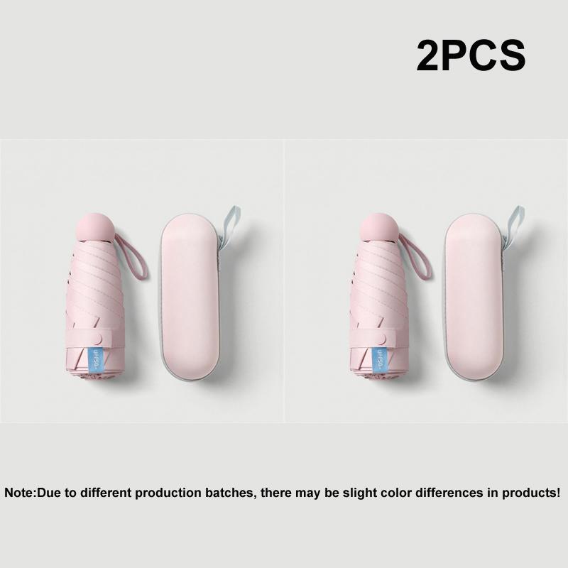 2pcs Portable Capsule Umbrella With Box, Dual Use Sunshade And Rain Protection Lightweight Folding Umbrellas For Office, Travel