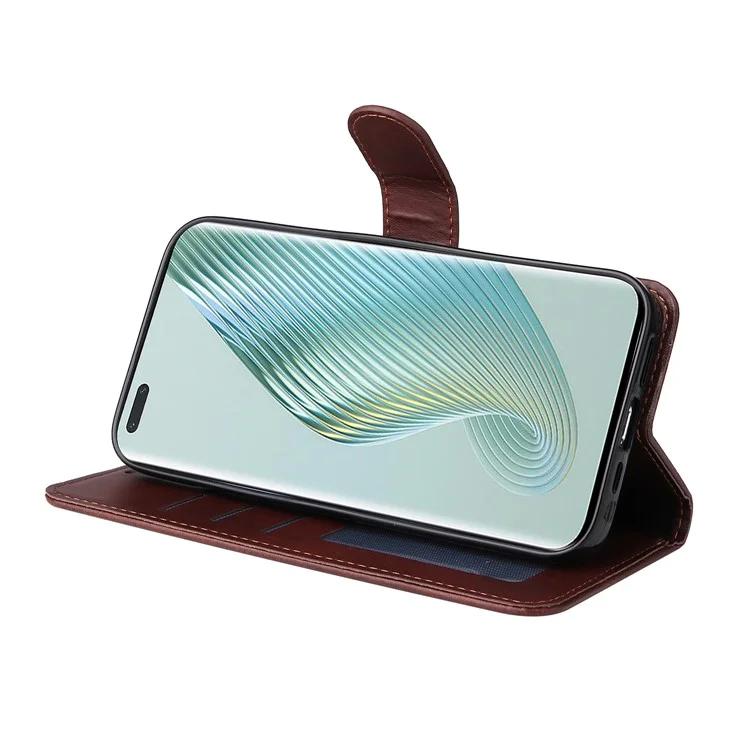 „Honor Magic5 Pro Calf Texture“ telefono korpuso stovas Telefono dėklas Odinis telefono dangtelis su dirželiu
