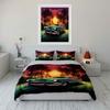 Classic car under sunset Bedding Set for Kids Luxury Gift 3pcs Digital Print Comforter Set Soft Comfortable Breathable