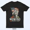 Lawn Mowing Dad Bigfoot Usa Patriotic American Flag T-Shirt