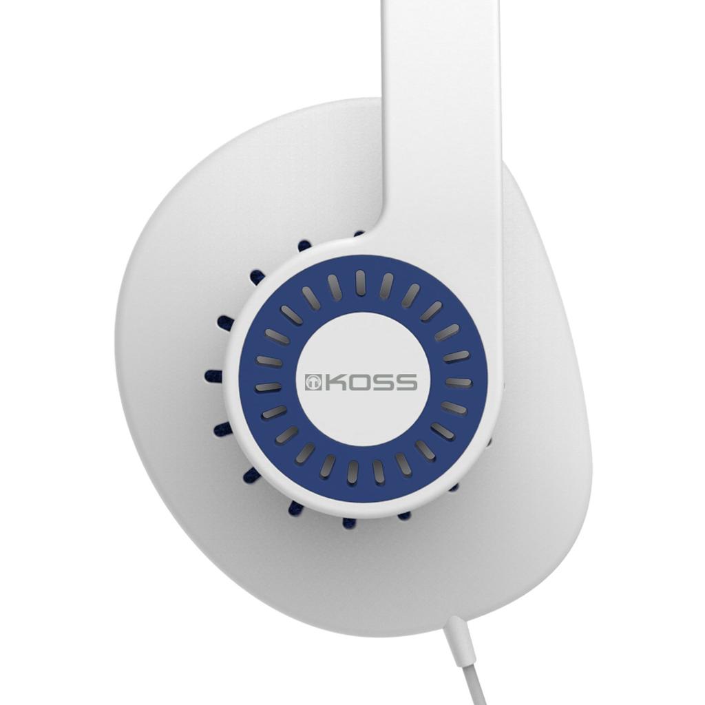 Koss KPH30iW Headphones with Inline Mic and Touch Remote Design Wired with Plug White Blue On-Ear D-Profile 3.5mm &