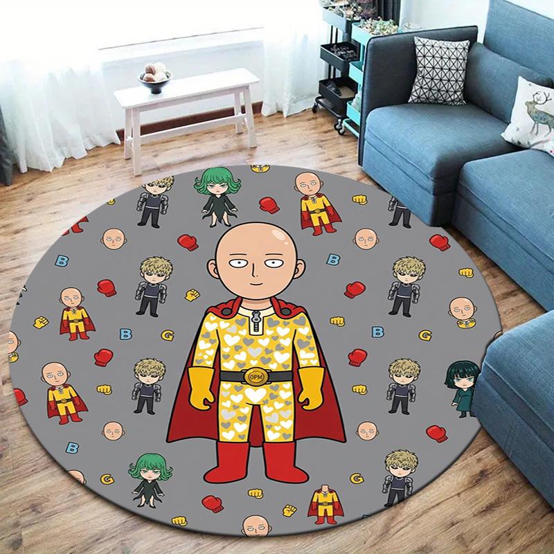 Onepunch Man Round Area Rug Carpet Rug For Living Room Bedroom Sofa Playroom Decor Nonslip Floor Mat