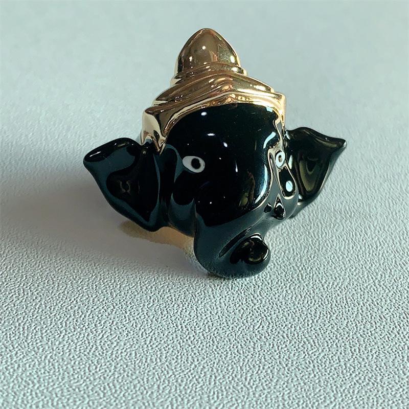 Exaggerated Enamel Drip Glaze Animals Large Ring Pig Bull Head Elephant Massive Rings Y2K Punk Jewelry Gift For Women