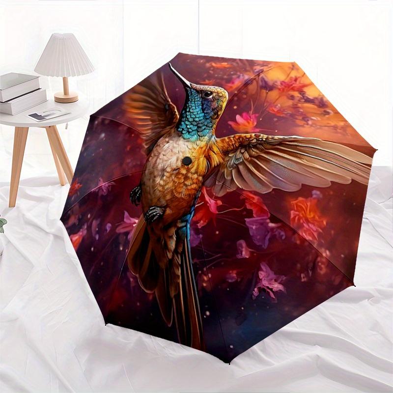 

1pc Hummingbird in Flight Pattern Umbrella, Fashionable, Personalized, High-Value Folding Umbrella, a Must-Have for Summer, 8-Rib Durable Iron Fr