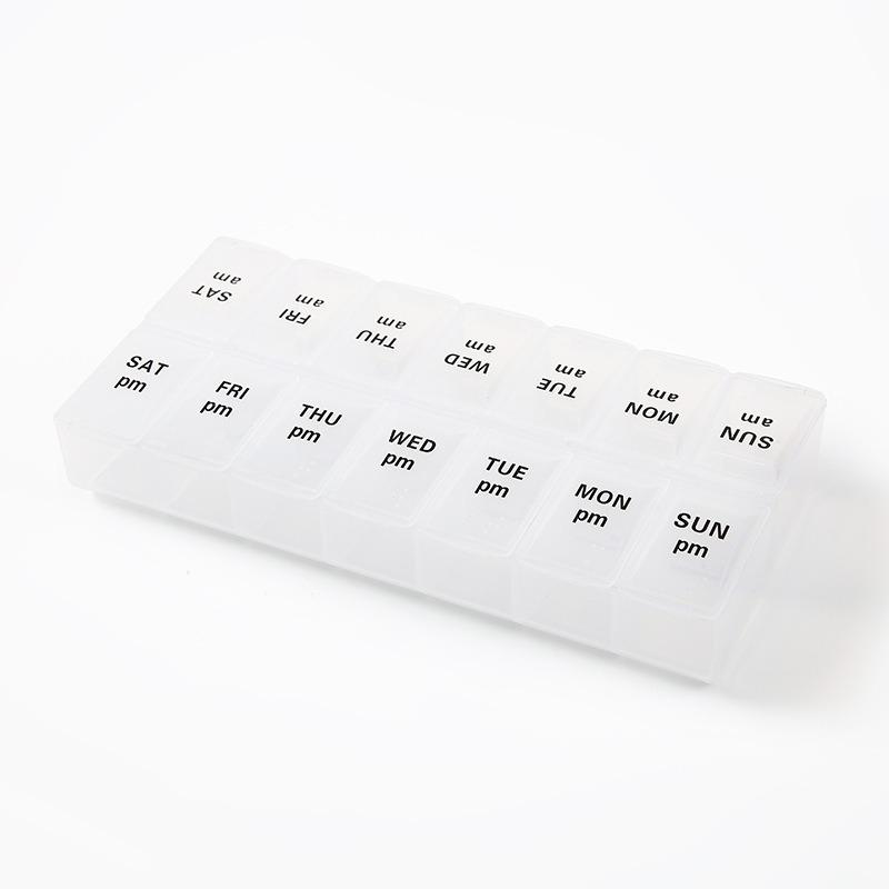 New Hot Portable Weekly Large Pill Organizer Case Box Storage Container 7 Day 2 Times 14 Grids for Vitamin Medicine Fish Oils