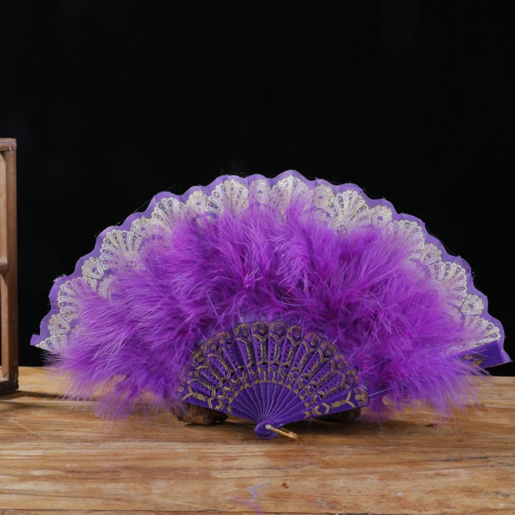 Damen Federfächer Vintage 1920er Jahre Stil Flapper Faltbarer Handfächer Spitzenfächer für Hochzeit und Halloween Cosplay Party
