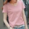 Bamboo cotton T-shirt women's loose solid color orange V-neck top short-sleeved women's summer new solid color bottoming shirt