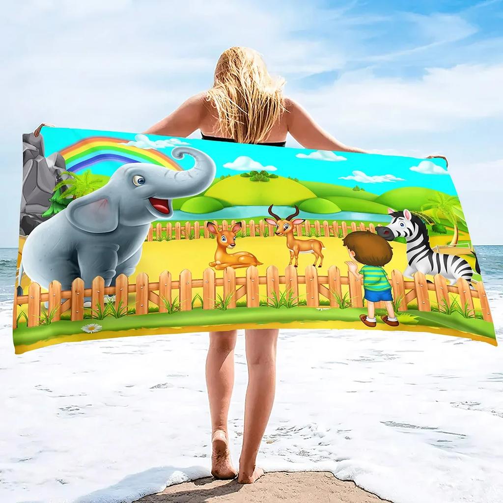 Funny Zoo Microfiber Beach Towels Oversized Super Soft Bath Towels Quick Dry Sand Free Water Absorbent Towel for Kids Boys Girls