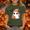 Kids Halloween Printed Round Neck Short Sleeve T-Shirt Casual Loose Fit