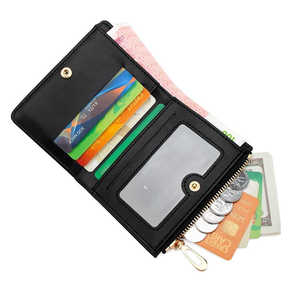 Woven Women's Short Wallet Fashion Change Bag Snap Zipper Coin Bag