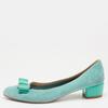 Blue Suede And Patent Bow Varina Ballet Flats Blue