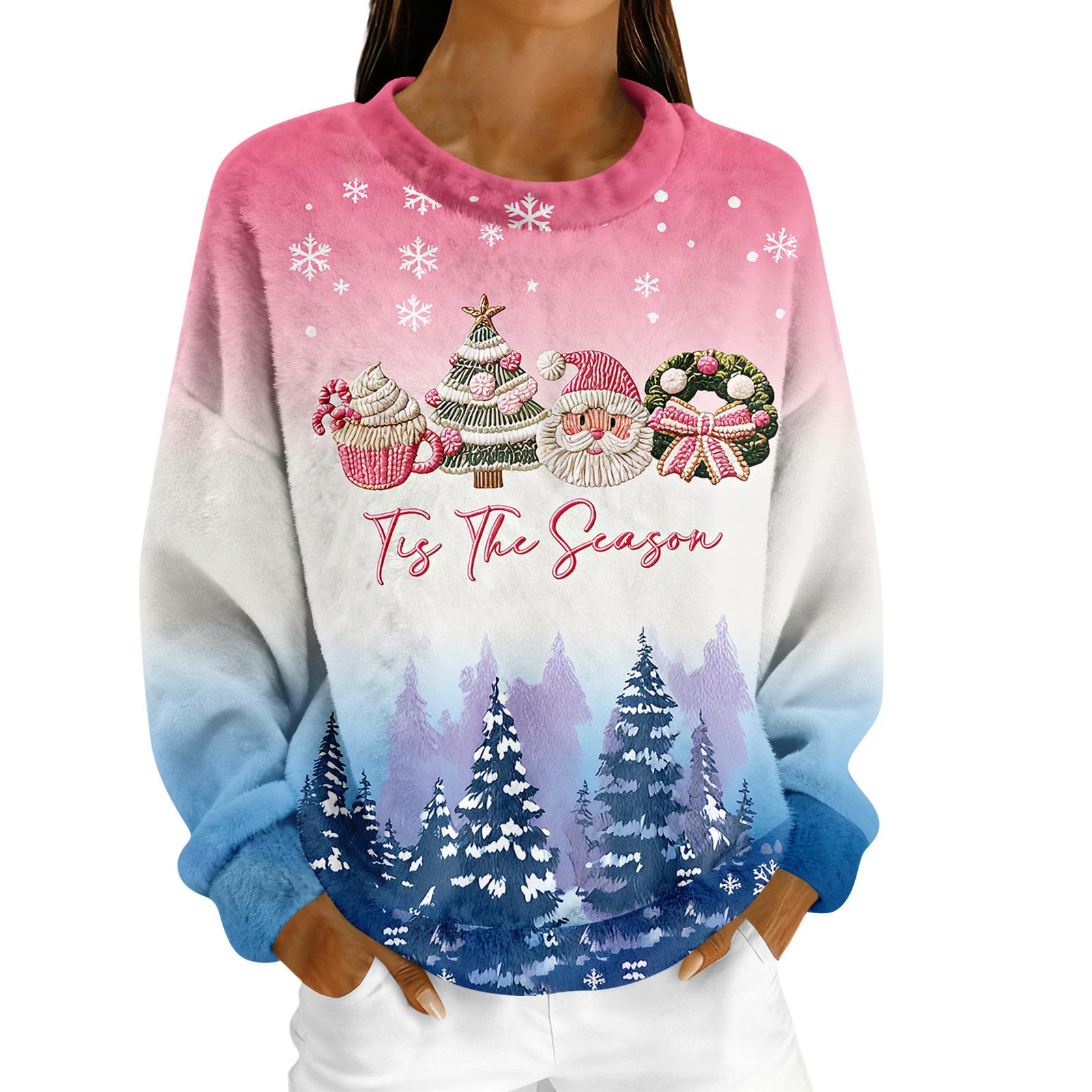 

Women s Fleece Hoodie Long-Sleeve Round Neck Casual Comfortable Loose-Fit Lightweight Women s Hoodie XL рожевий