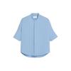 Loose Fit Solid Color Drop Shoulder Three Quarter Sleeve Shirt Unisex Shirts Blue USH218CO0063-484