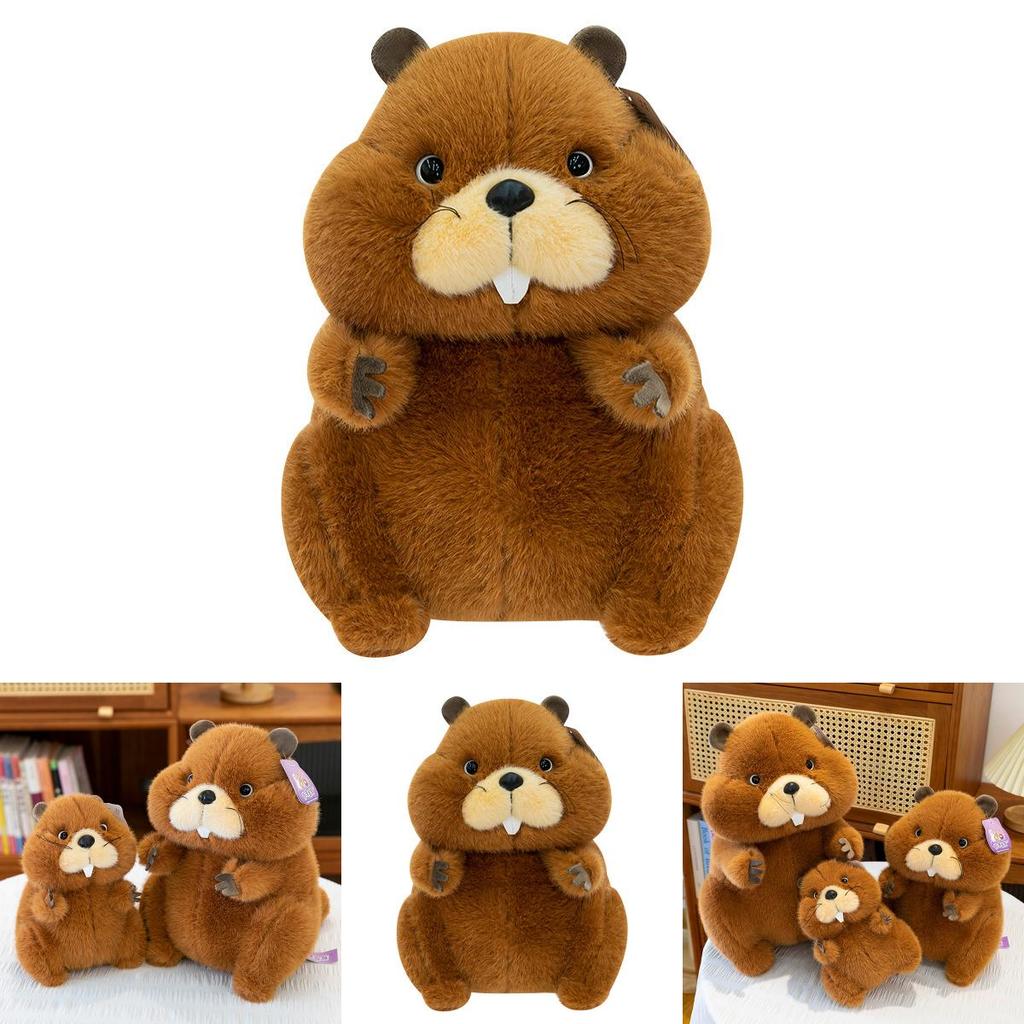 Plush Groundhog Toy With Long Pile Fur For Kids Playroom Decor