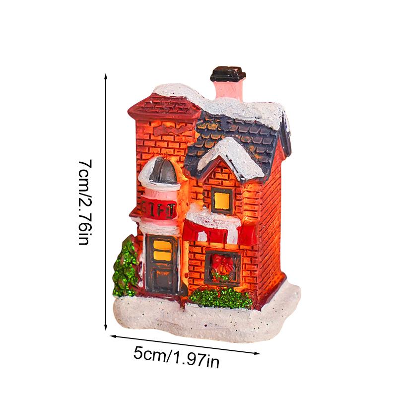 

1Pc LED Romantic Christmas Snow Cover Glowing House Ornament Festival Craft Desktop House Decor Warm Lighting Figurine Statue