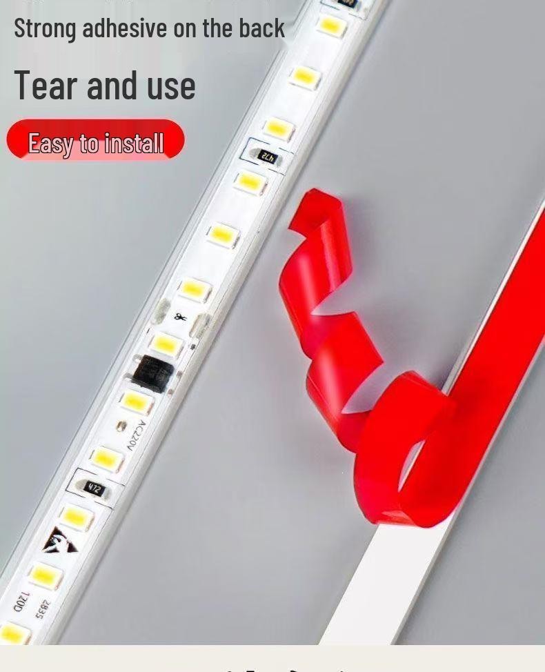 220V Three-Color Dimmable Self-Adhesive LED Linear Light Strip for Ceilings