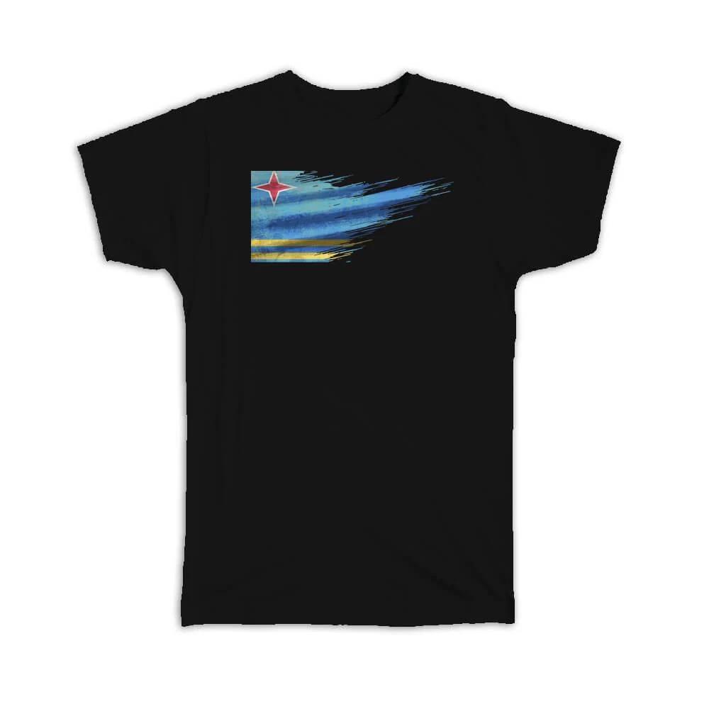 Gift T-Shirt : Aruba Flag Modern Country Expat 2XL