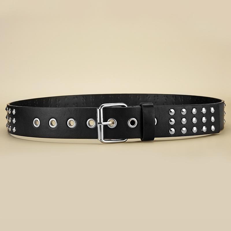 Rivet Pin Buckle Belt Metal Belt Men And Women Punk Style With Jeans Decorative Belt