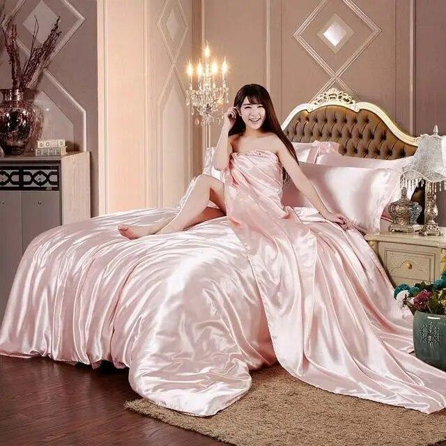 

100% имитация шелкового постельного белья, домашний текстиль, комплект постельного белья королевского размера, постельное белье, пододеяльник, плоская простыня, наволочки, оптовая продажа Twin 4pcs