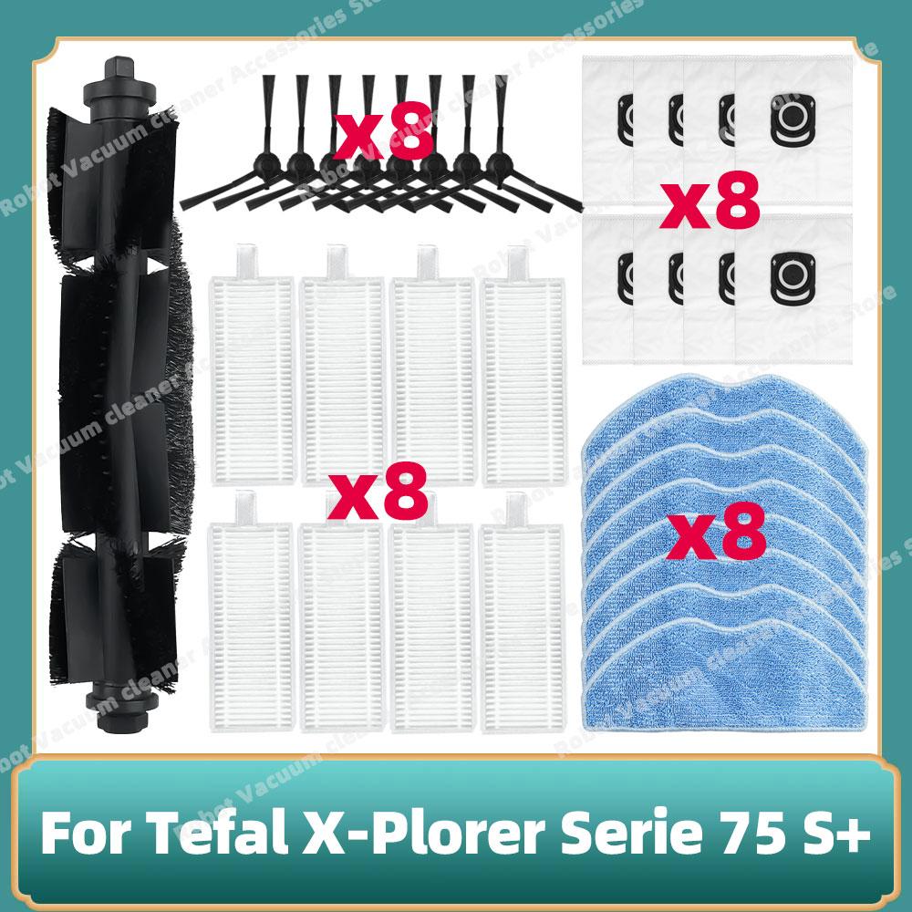 Compatible For Tefal Rowenta X-plorer Serie 75S RR8577WH / 75S+ RG8597W Roller Main Side Brush Hepa Filter Mop Cloth Parts