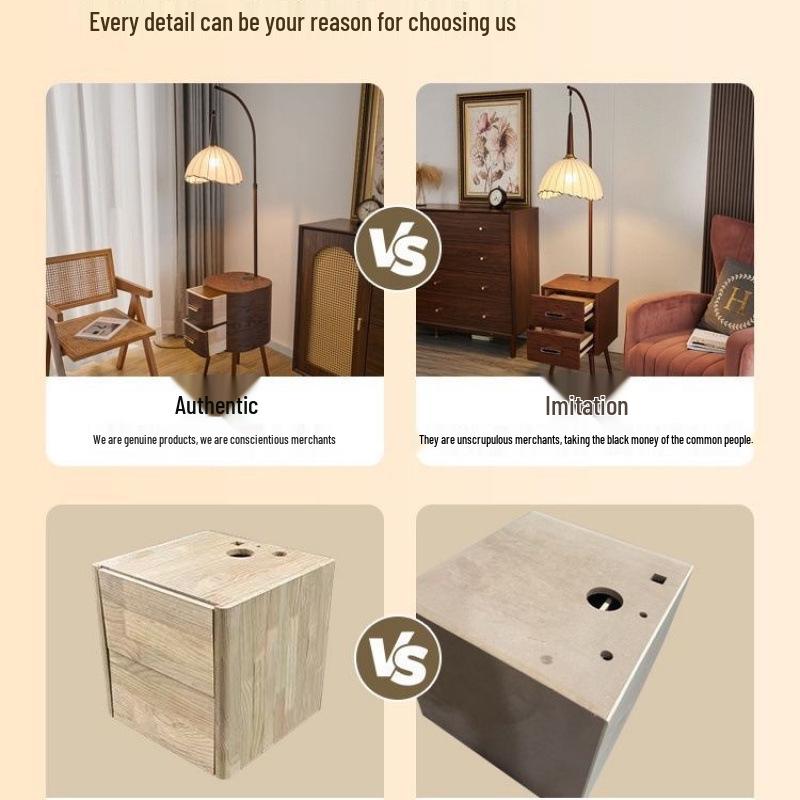 American Retro Style Floor Lamp with Drawer and Side Table for Living Rooms and Bedrooms