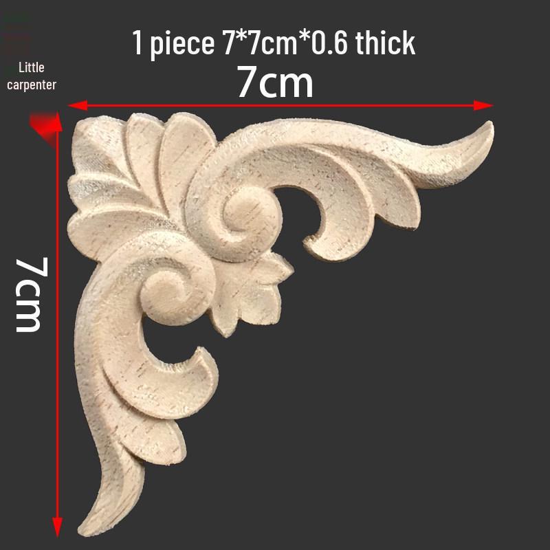 European Style Solid Wood Carved Corner Flower Decoration for Furniture and Cabinet Doors