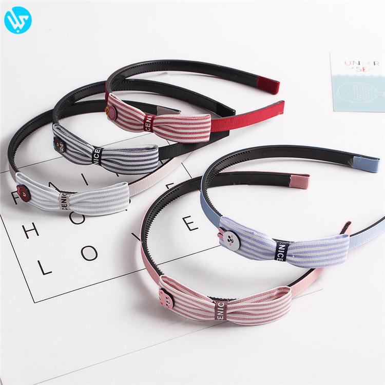 New Denim Fabric Simple Plaid Contrast Bow Children s Hair Accessories Headband