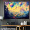 Watercolor Fantasy Hot Air Balloon Castle Backdrop Dreamy Sky Photography Background