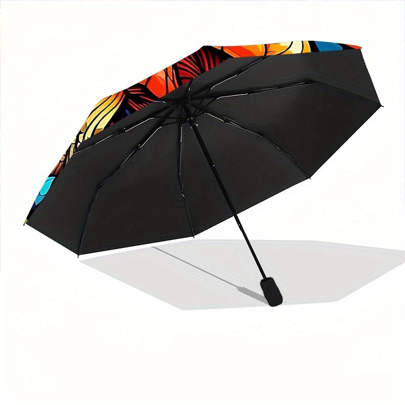 1pc Mushroom Garden Compact Travel Leisure Umbrella, Automatic Folding Lightweight Windproof 8-Bone Reinforced Design, Portable for Backpack