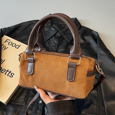 Women's New Suede Handbags Fashionable Niche Boston Crossbody Bag Women
