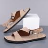 Men Black Sandals Slippers Handmade Simple Flats Summer Roman Sandals Open Toe Beach Shoes Plus Size