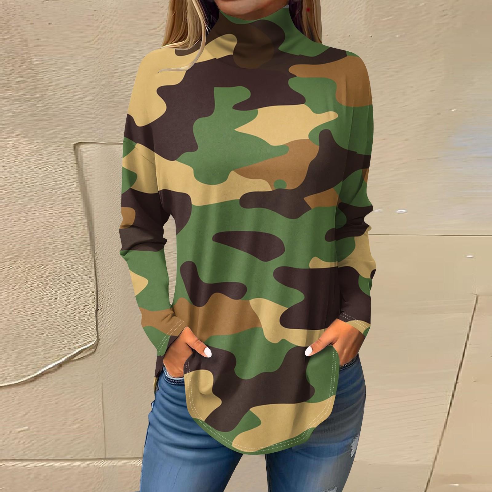 

Футболки для женщин, осенние повседневные рубашки с длинными рукавами, толстовка, однотонный топ с высоким воротом, пуловер XL