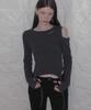 GROWHIDE Z'N'Eyelet Strap Slit Long Sleeve T-Shirt_Charcoal