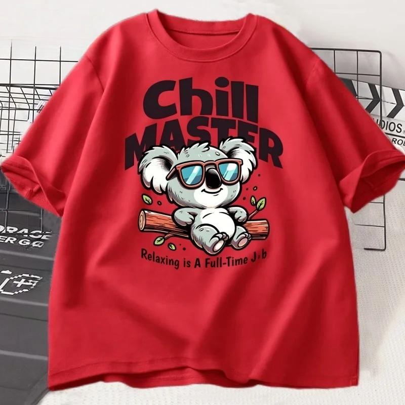 

Chill Master Koala T Shirt Funny Koala Graphic Tee Animal Lover Gift Women Summer Casual Tshirt Women Clothing Personality Y2K 4XL