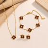 Fanhua Jewelry Waterproof 18K Gold Plated Stainless Steel Four Clover Bracelet