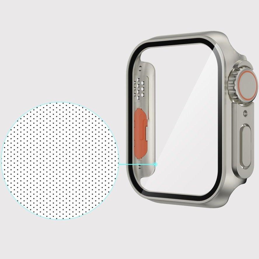 2in1 Case + Tempered Glass for Apple Watch 4/5/6/SE 40MM, Silver/Orange